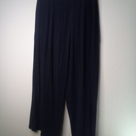 New York & Co Pants Women XL Cropped Wide Leg Attached Belt Stretch Black - Picture 11 of 14
